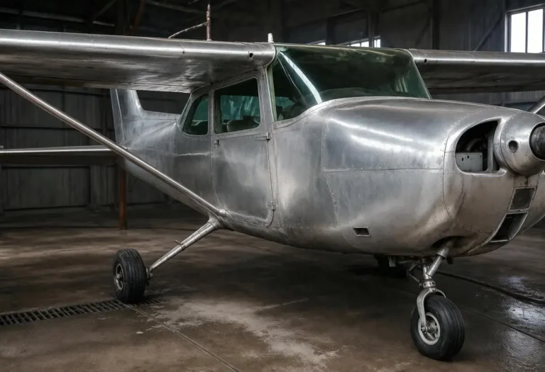 Самолёт Cessna 172 после пескоструйной очистки — чистый металл